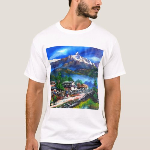 Panoramic View Of Everest Mountain Nepal T_Shirt