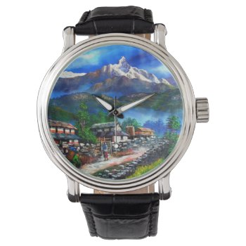 Panoramic View Of Everest Mountain Nepal  Watch by whimsyartz at Zazzle