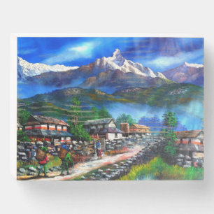 Panoramic View Of Everest Mountain Nepal Wooden Box Sign