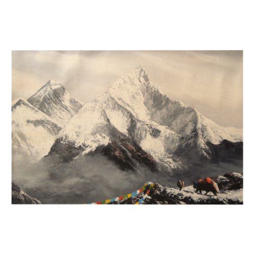 Panoramic View Of Everest Mountain Wood Wall Art