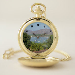 Panoramic View of Flamingo Beach, Costa Rica Pocket Watch