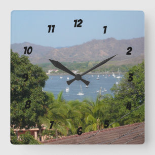 Panoramic View of Flamingo Beach, Costa Rica Square Wall Clock