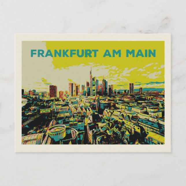 Panoramic View of Frankfurt Illustration  Postcard (Front)
