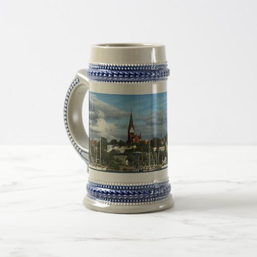 Panoramic View of German city of Flensburg Beer Stein