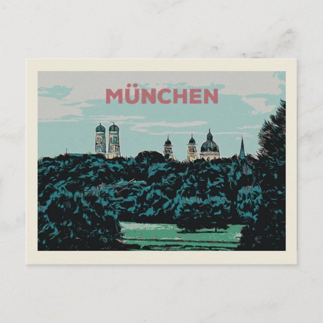 Panoramic View of Munich from the Countryside Postcard (Front)