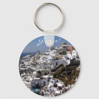 Panoramic view of Oia, Greece Keychain