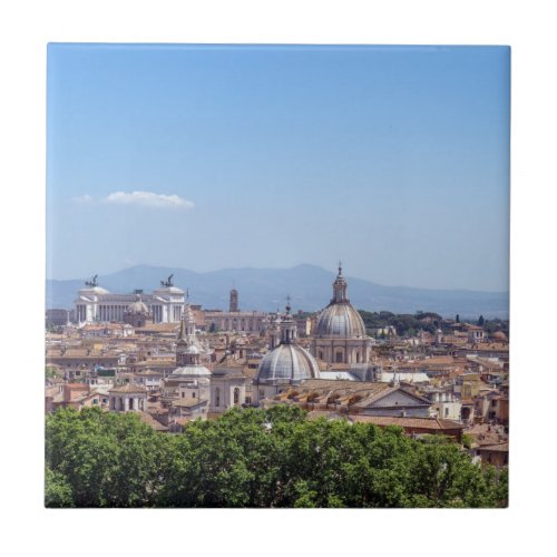 Panoramic view of Rome from Castel SantAngelo Ceramic Tile