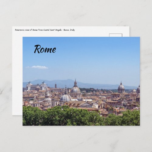 Panoramic view of Rome from Castel SantAngelo Postcard