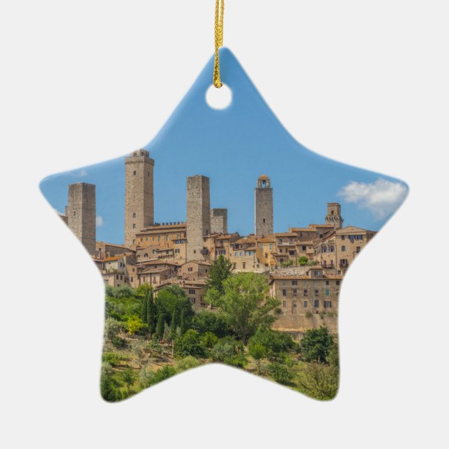 Panoramic view of San Gimignano Tuscany Italy Ceramic Ornament (Front)