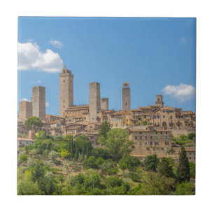 Panoramic view of San Gimignano Tuscany Italy Tile