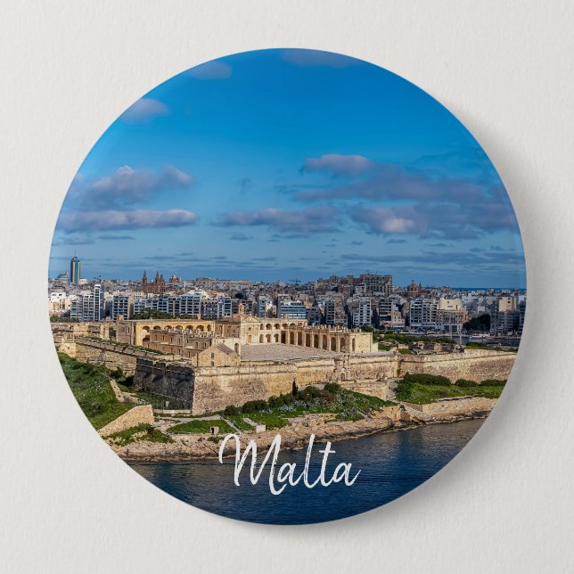 Panoramic view of Sliema in Malta Button (Front)