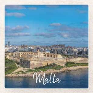 Panoramic view of Sliema in Malta Glass Coaster