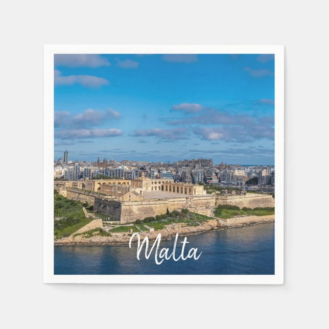 Panoramic view of Sliema in Malta Napkins (Front)