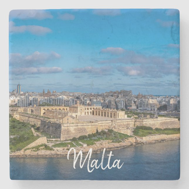 Panoramic view of Sliema in Malta Stone Coaster (Front)