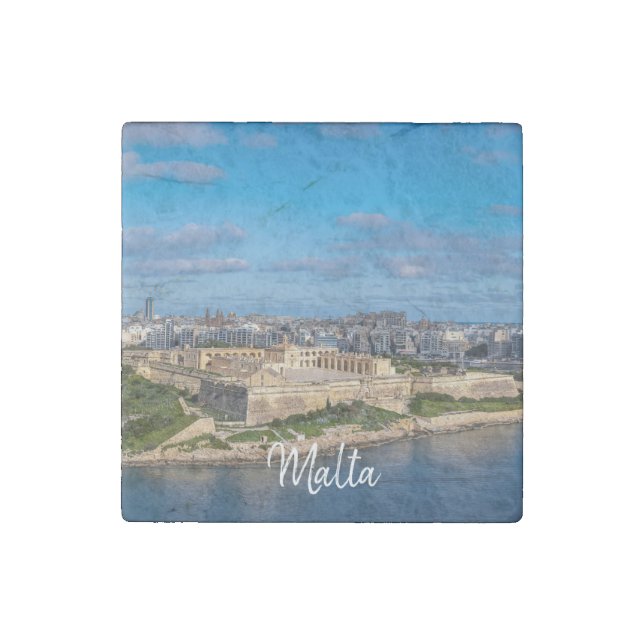 Panoramic view of Sliema in Malta Stone Magnet (Front)