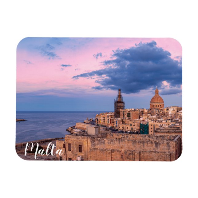 Panoramic view of sunset over Valletta Canvas Prin Magnet (Horizontal)