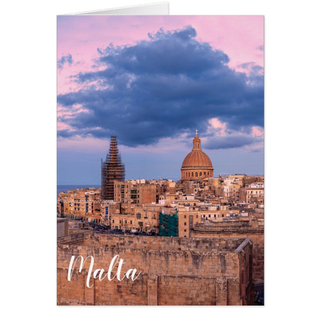 Panoramic view of sunset over Valletta Cards (Front)