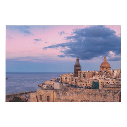 Panoramic view of sunset over Valletta Faux Canvas Print