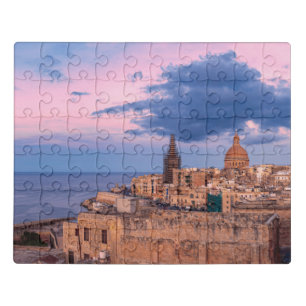 Panoramic view of sunset over Valletta Jigsaw Puzzle