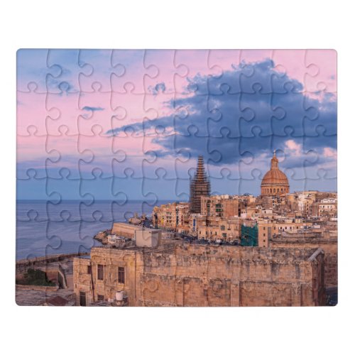 Panoramic view of sunset over Valletta Jigsaw Puzzle