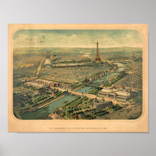 Panoramic view of the 1900  Exhibition Paris Franc Poster