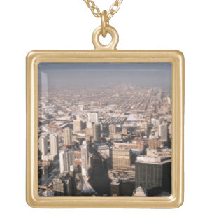 Panoramic view of the city gold plated necklace