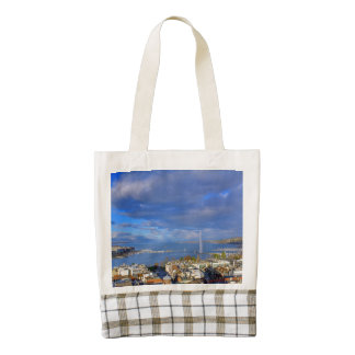 Panoramic view of the Geneva water jet Zazzle HEART Tote Bag