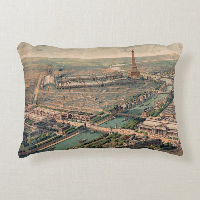 Panoramic view of the Universal Exposition in Pari Accent Pillow (Front)