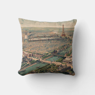 Panoramic view of the Universal Exposition in Pari Throw Pillow