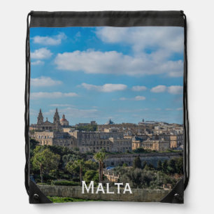 Panoramic view of Valletta old town in Malta Drawstring Bag