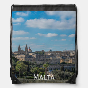Panoramic view of Valletta old town in Malta Drawstring Bag