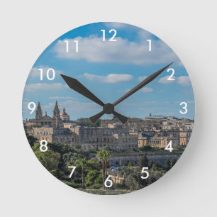 Panoramic view of Valletta old town in Malta Round Clock