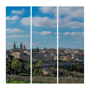 Panoramic view of Valletta old town in Malta Triptych
