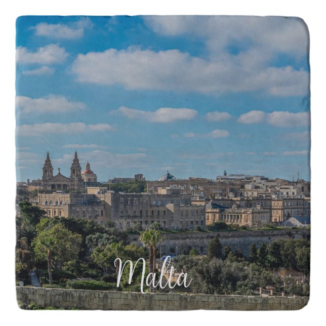 Panoramic view of Valletta old town in Malta Trivet (Front)
