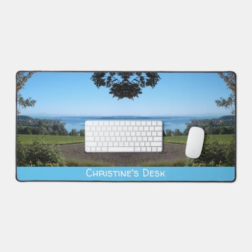 Panoramic View over Lake Constance Your Name Desk Mat