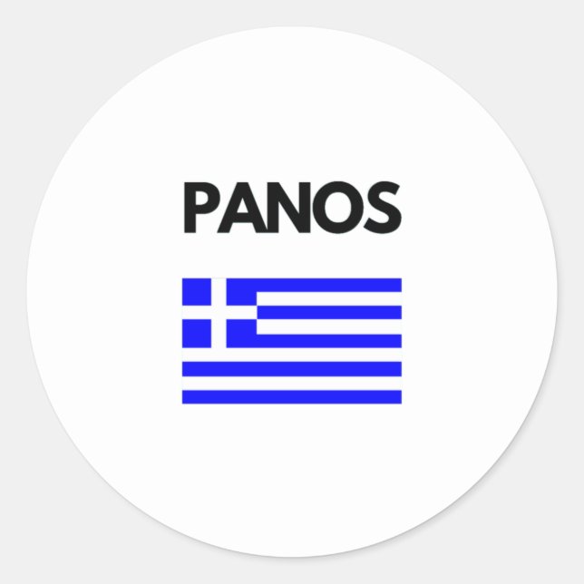 Panos Greek Name with Greek Flag Design Classic Round Sticker (Front)