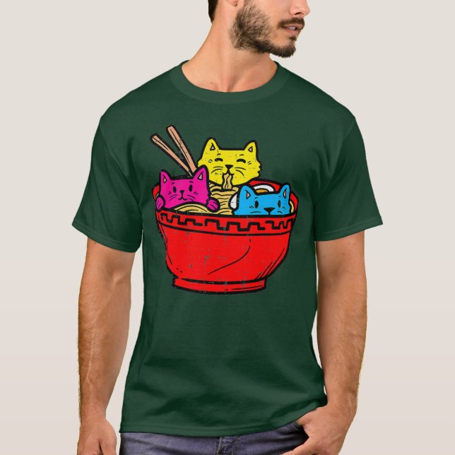 Panseual Cat Ramen Kawaii Japanese Food Pan Men T-Shirt (Front)