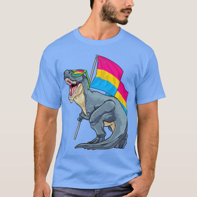 Panseual Dinosaur Pan Pride Flag LGBT Re Pride fri T-Shirt (Front)