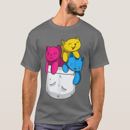 Panseual Pride Funny Kawaii Kitty Cat Pocket Pride T_Shirt