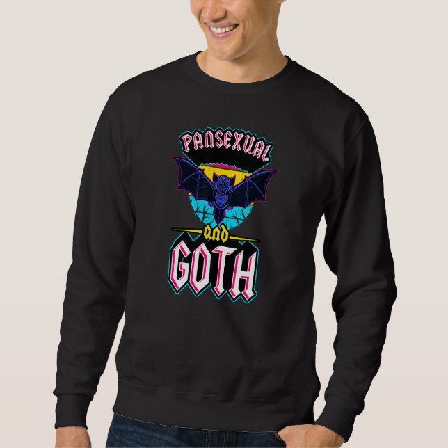 Pansexual And Goth Gothic Emo Bat Pride Lgbtq Hall Sweatshirt (Front)
