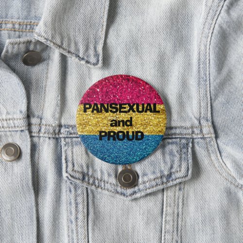 Pansexual and Proud Glitter Pinback Button