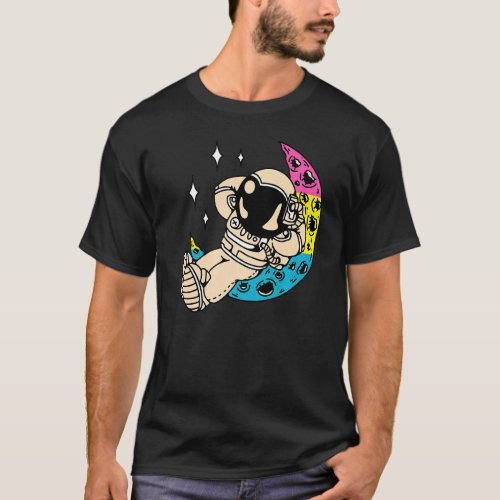 Pansexual Astronaut Lgbt Q Space Man Moon Pan Prid T_Shirt