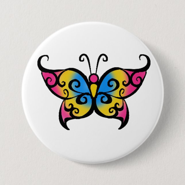 Pansexual Butterfly Pinback Button (Front)