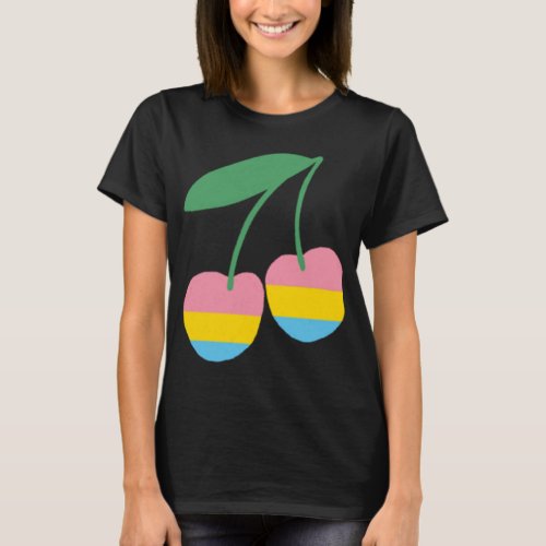 Pansexual Cherry LGBTQ Pride Flag Cottagecore Kawa T_Shirt