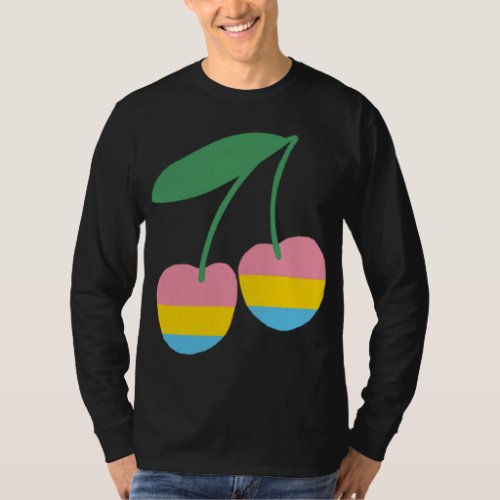 Pansexual Cherry LGBTQ Pride Flag Cottagecore Kawa T_Shirt
