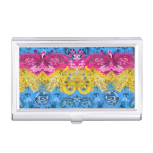 Pansexual Dragon Damask - Pride Flag Colors Business Card Case