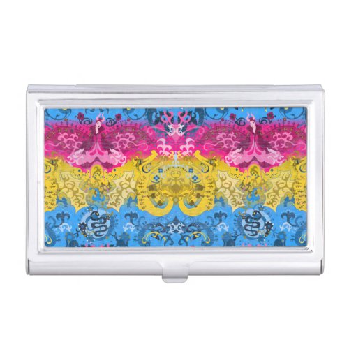 Pansexual Dragon Damask _ Pride Flag Colors Business Card Case