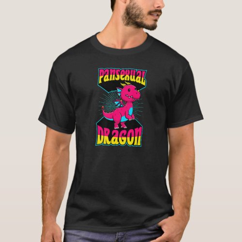 Pansexual Dragon Lgbtq Mythical Pansexual Pride Fl T_Shirt