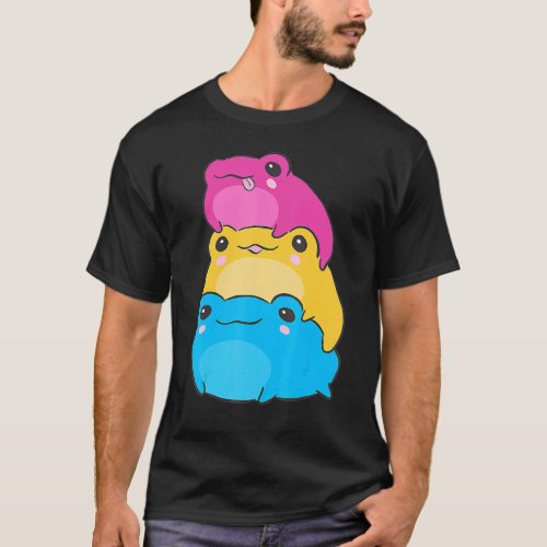 Pansexual Flag Color Frogs Subtle Pan Pride LGBTQ  T_Shirt