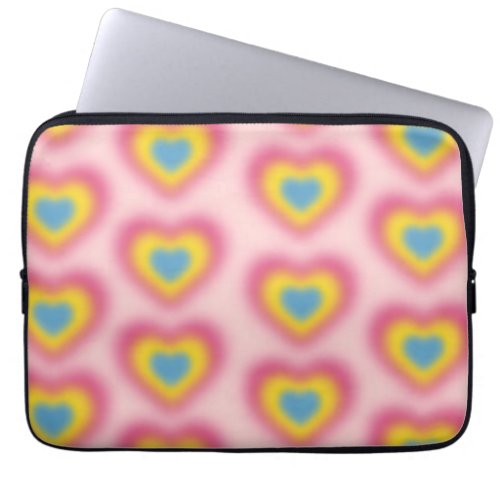 Pansexual flag colors on blurred heart laptop sleeve